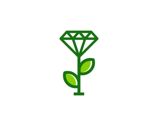 Folha Diamante Logotipo Ícone Design — Vetor de Stock