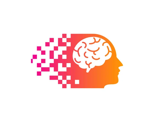ピクセル脳ロゴ アイコン デザイン — ストックベクタ