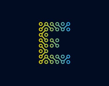 Devre dijital mektup e simge Logo tasarım öğesi 