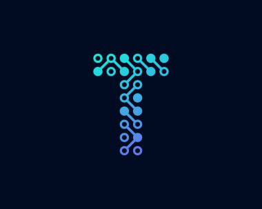 Devre teknoloji mektup t simgesi Logo tasarım öğesi