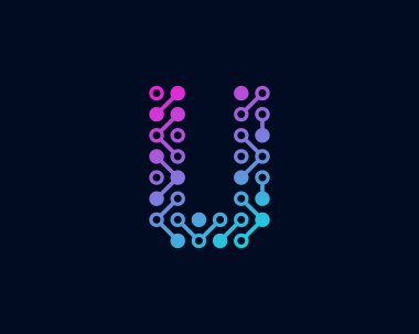 Devre teknoloji mektup u kutsal kişilerin resmi Logo tasarım öğesi