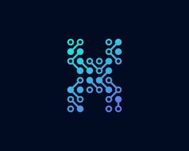 Devre teknoloji mektup x kutsal kişilerin resmi Logo tasarım öğesi