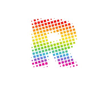 Yarı ton harf r renkli nokta simgesini Logo tasarım öğesi