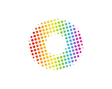 Yarı ton mektup o renkli nokta simgesini Logo tasarım öğesi