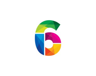 6 renkli harf Logo simge tasarım