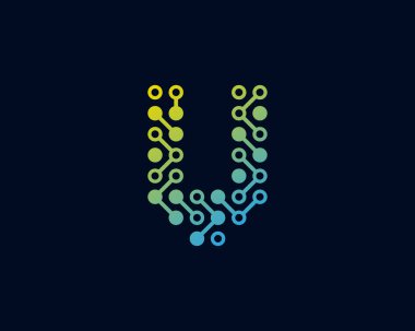 Teknoloji harf v simgesi Logo tasarım öğesi devre