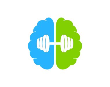 Brain Barbell Logo Icon Design vector