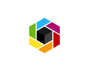 Altıgen kamera Logo simge tasarım