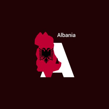 Harita ve bayrak ile Arnavutluk ilk harf ülke