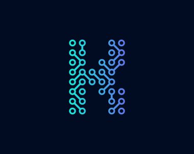 Devre dijital mektup k simgesi Logo tasarım öğesi 