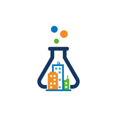 Laboratuvar şişesi simgesi Logo tasarım öğesi. Vektör çizim