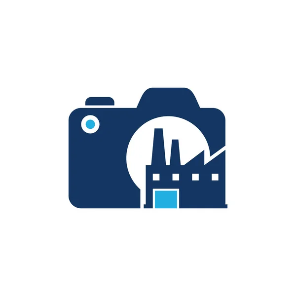 工場のカメラのロゴ アイコン デザイン — ストックベクタ
