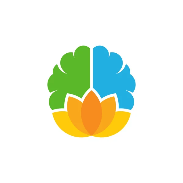 Lotus Cerebro Logo Icono Diseño — Archivo Imágenes Vectoriales