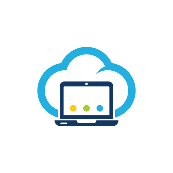 Laptop Cloud Logo Ikon Design — Stock vektor