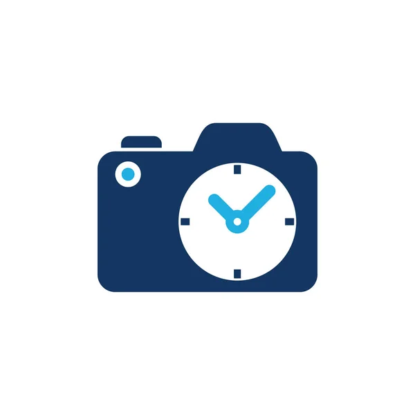 Tijd Camera Pictogram Embleemontwerp — Stockvector