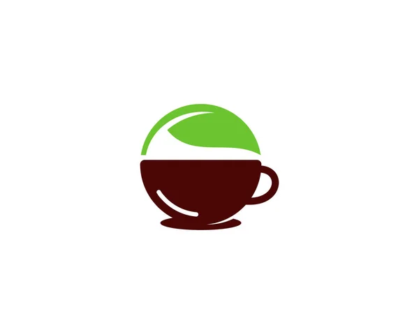 叶咖啡徽标图标设计 — 图库矢量图片