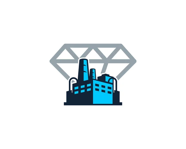 Διαμάντι Εργοστάσιο Λογότυπο Εικονίδιο Σχεδιασμός — Διανυσματικό Αρχείο