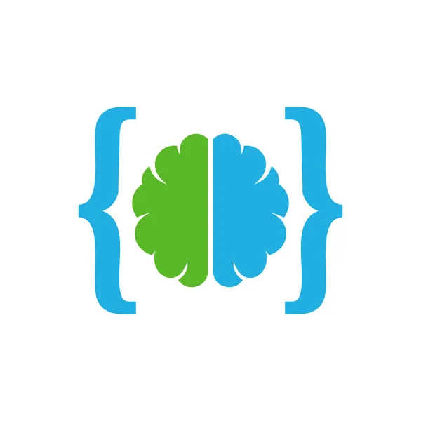 コード脳ロゴ アイコン デザイン — ストックベクタ