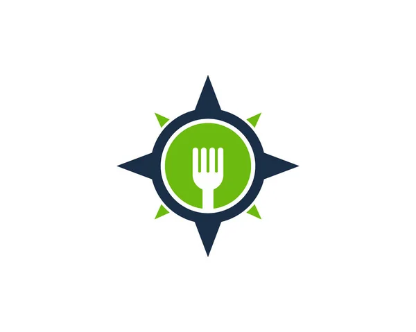 Design Icona Logo Bussola Alimentare — Vettoriale Stock