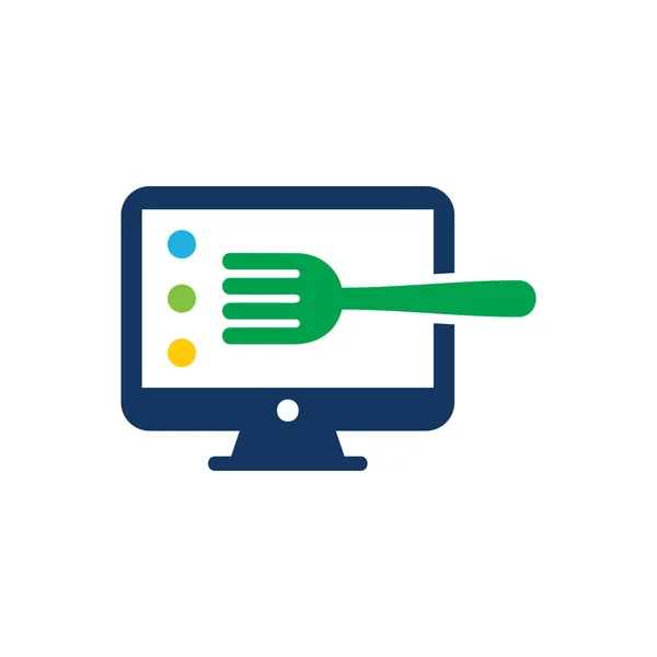 Computer Voeding Embleemontwerp Pictogram — Stockvector