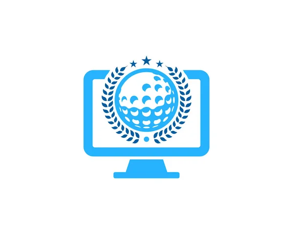 Monitor Golf Logo Diseño Iconos — Vector de stock