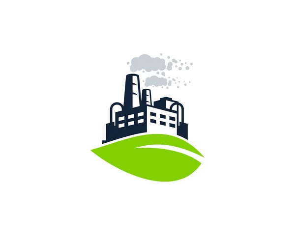 Yaprak Fabrika Logo Simge Tasarım — Stok Vektör