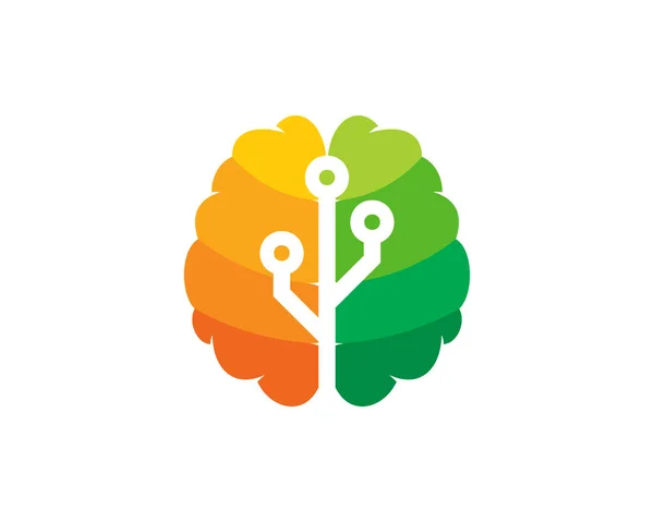 技術脳ロゴ アイコン デザイン — ストックベクタ