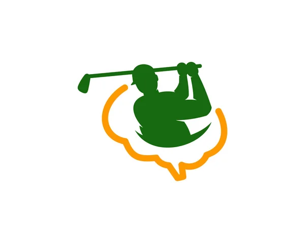 Hjärnan Golf Logo Ikon Design — Stock vektor