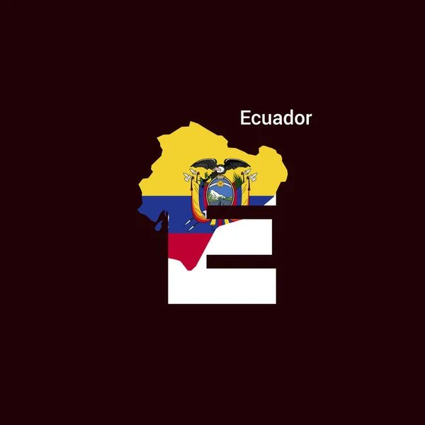 Ecuador Carta Inicial País Con Mapa Bandera — Archivo Imágenes Vectoriales
