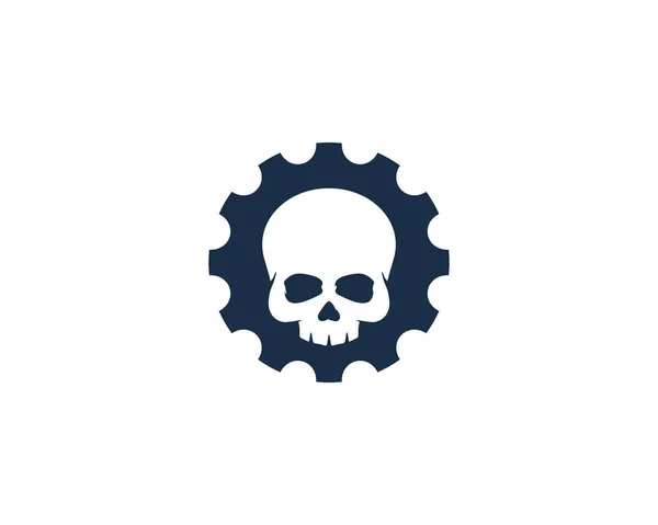 Conception Icône Logo Engrenage Crâne — Image vectorielle