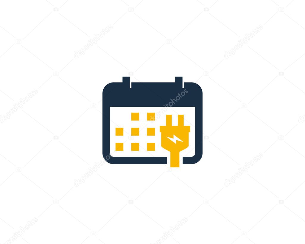 Calendar Electric Logo Icon Design