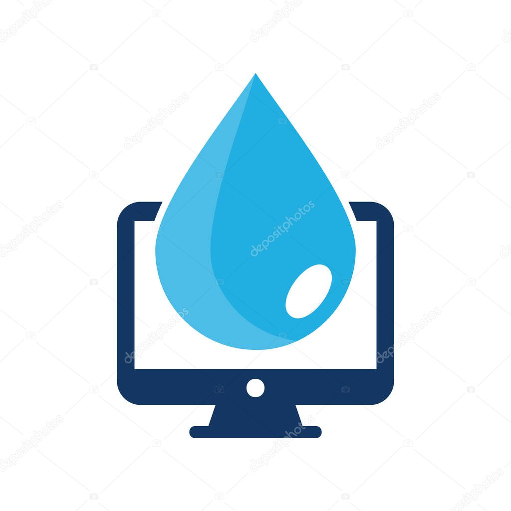 Water Computer Logo Icon Design