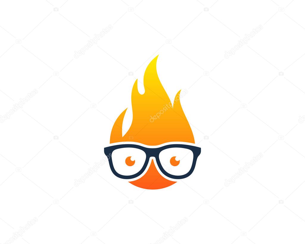 Geek Fire Flame Logo Icon Design