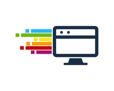 Piksel bilgisayar Logo simge tasarım