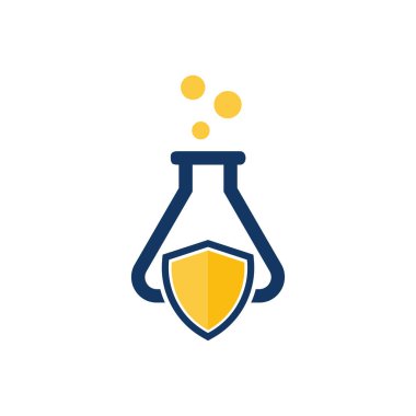 Laboratuvar şişesi simgesi Logo tasarım öğesi. Vektör çizim