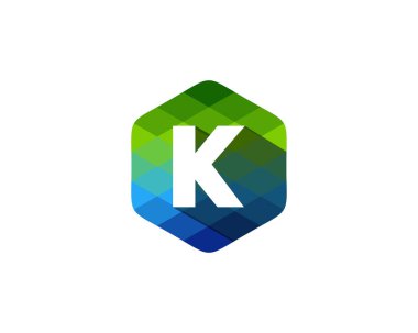 Altıgen piksel mektup k gölge simgesi Logo tasarım öğesi 