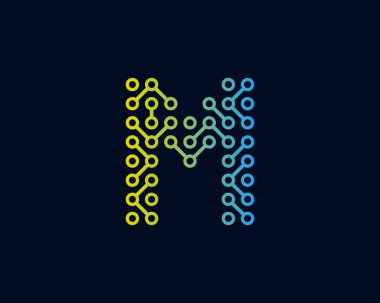 Devre dijital mektup m simgesi Logo tasarım öğesi 