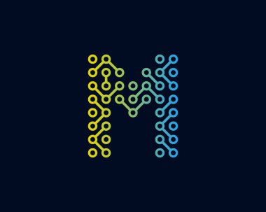 Devre dijital mektup m simgesi Logo tasarım öğesi 