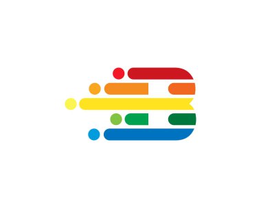 Renkli çizgi b harfi hareket piksel Logo tasarım şablonu