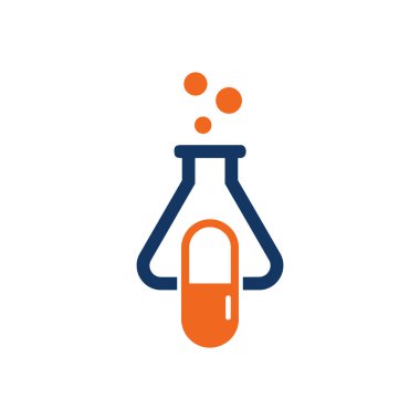 Laboratuvar şişesi simgesi Logo tasarım öğesi. Vektör çizim