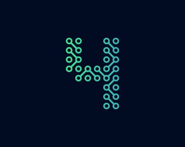 4 devre teknoloji numara Logo simge tasarım