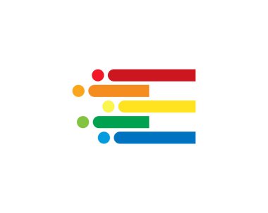 Renkli çizgi e mektup hareket piksel Logo tasarım şablonu