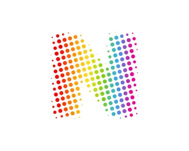 Yarı ton mektup n renkli nokta simgesini Logo tasarım öğesi