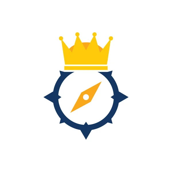 Král Kompas Logo Ikonu Design — Stockový vektor