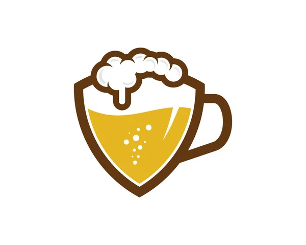 Diseño Del Icono Del Logotipo Cerveza Del Escudo — Vector de stock