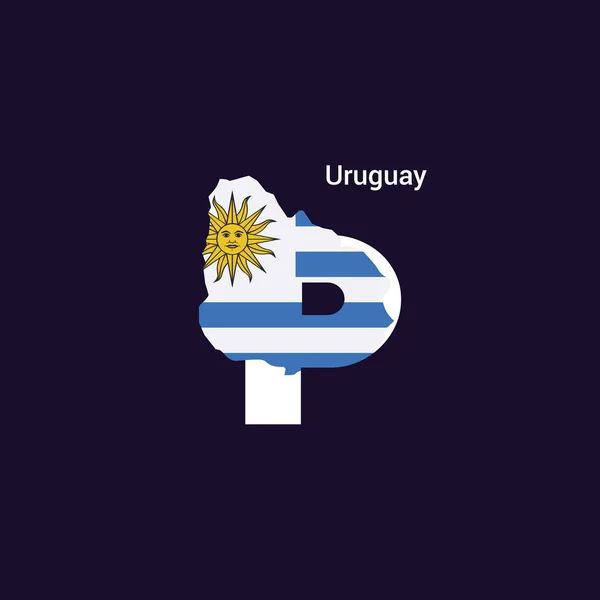 Uruguay Carta Inicial País Con Mapa Bandera — Archivo Imágenes Vectoriales