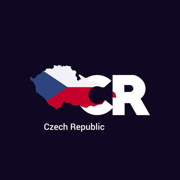 Harita Bayrak Ile Çek Cumhuriyeti Ilk Harf Ülke — Stok Vektör