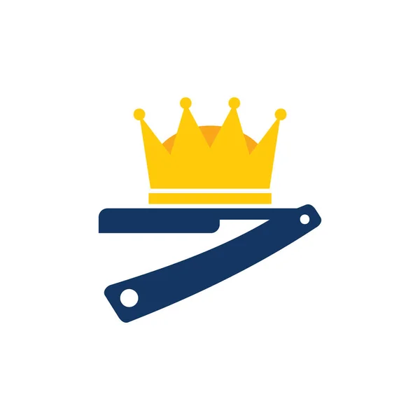 Fryzjer Ikona Logo Król Design — Wektor stockowy