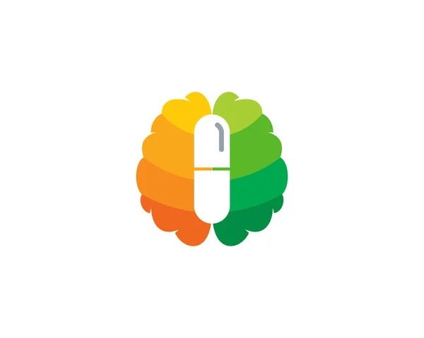 Medicina Cérebro Logo Ícone Design — Vetor de Stock