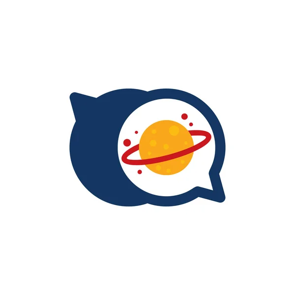 Planeet Chat Embleemontwerp Pictogram — Stockvector